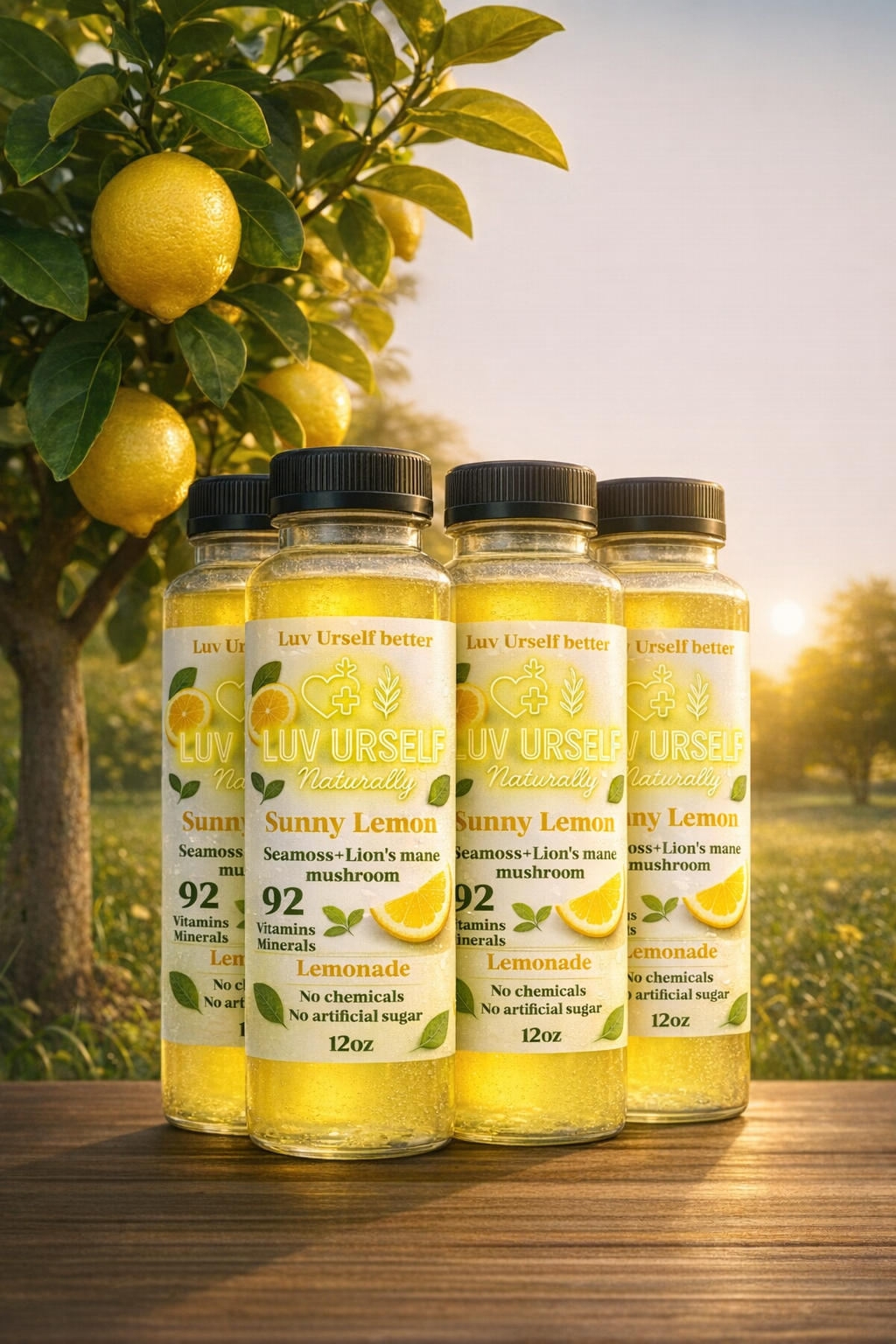 Sunny Lemon (Seamoss +Lion's mane mushroom Lemonade)4-pack 12oz